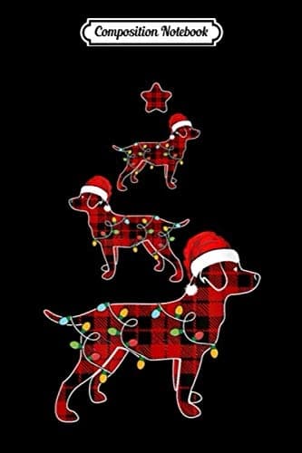 Composition Notebook: Labrador Christmas Santa Hat Lights Red Plaid Lover G