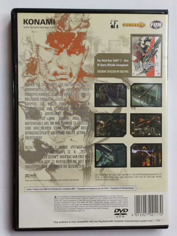 Metal Gear Solid 2: Sons of Liberty, PlayStation 2, note: description