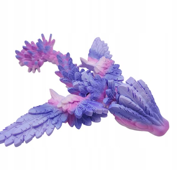 Movable crystal dragon with wings – 3D-printed figurine