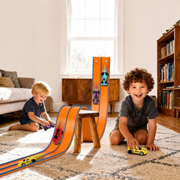 4.5M RACING TRACK SET – DOUBLE LANE, 4 CARS, REVERSE FUNCTION, SUCTION CUPS