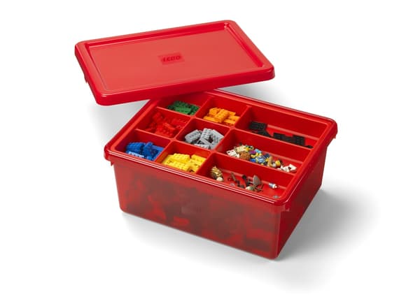 LEGO storage box with organiser – red