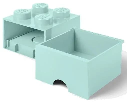 LEGO 4-compartment storage box with drawer, turquoise