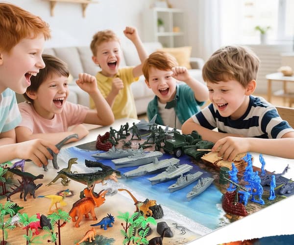 DINOSAUR FIGURINE SET, GAME BOARD, MAT, BATTLE SET, GIFT SET 70x MILITARY