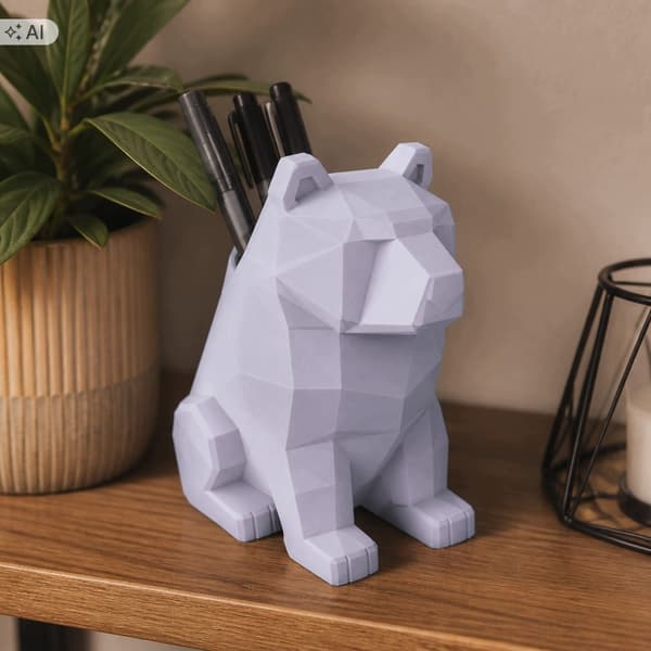 LOW-POLY BEAR FIGURINE – SITTING DECORATION – MANY COLOURS