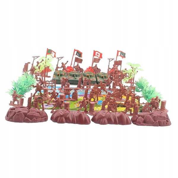 52x Soldier Figures / 4 Red Flags Play Set