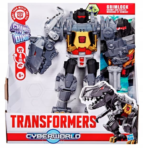 TRANSFORMERS CYBERWORLD GRIMLOCK CHOMP & BATTLE TRANSFORMING FIGURINE