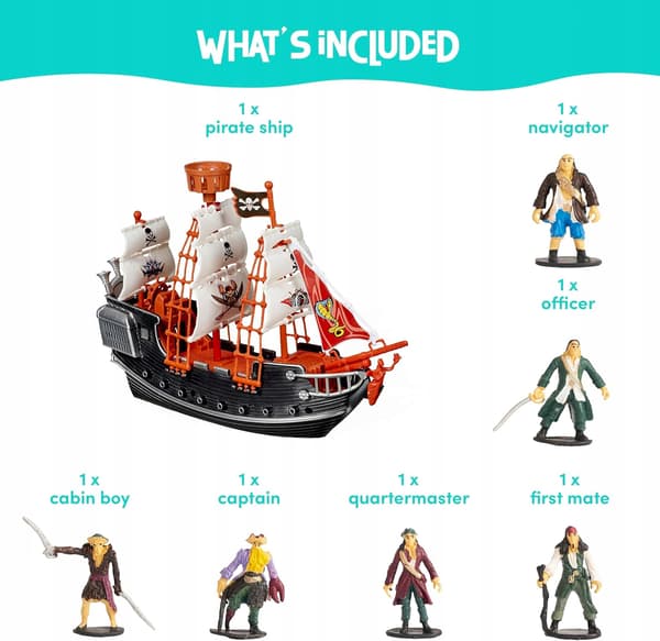 PIRATE SHIP WITH FIGURINES FOR CHILDREN, 27 CM, BATH TOY