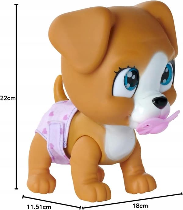 Simba DOG WITH DRINKING AND PEEING FUNCTIONS 15cm + DIAPER GANG ACCESSORIES