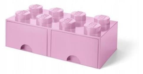 Lego brick storage box with drawers, number 8, pink