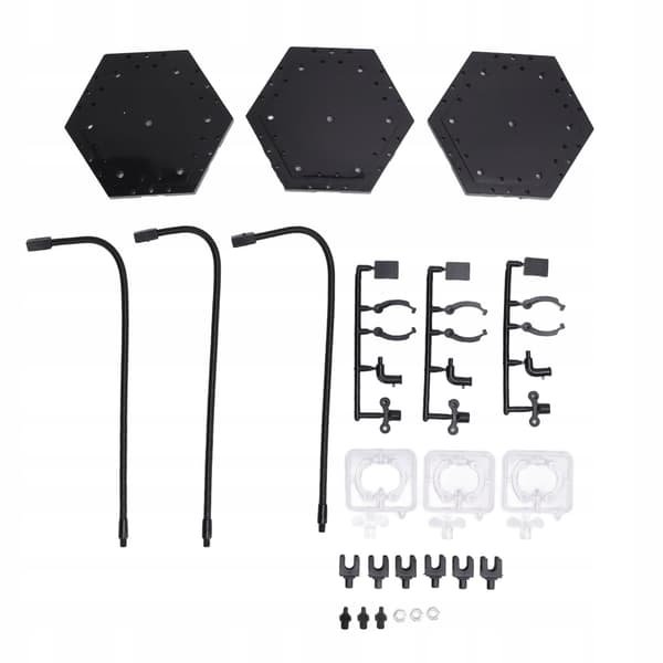 3-pack figurine stand. ABS. Bendable steel base for 64-series dolls