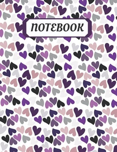 Purple Hearts Notebook: 8.5 x 11-inch lined notebook featuring Purple Hearts a