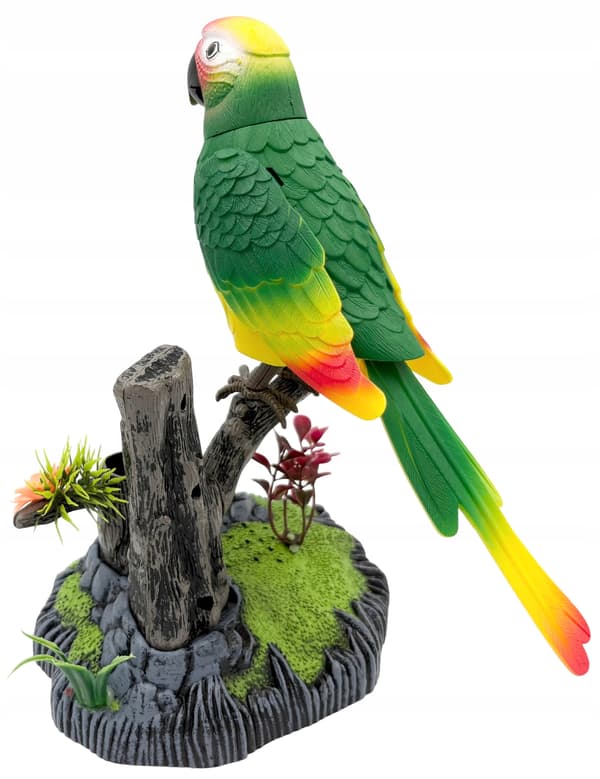 Singing parrot, interactive battery-operated parrot, interactive bird.