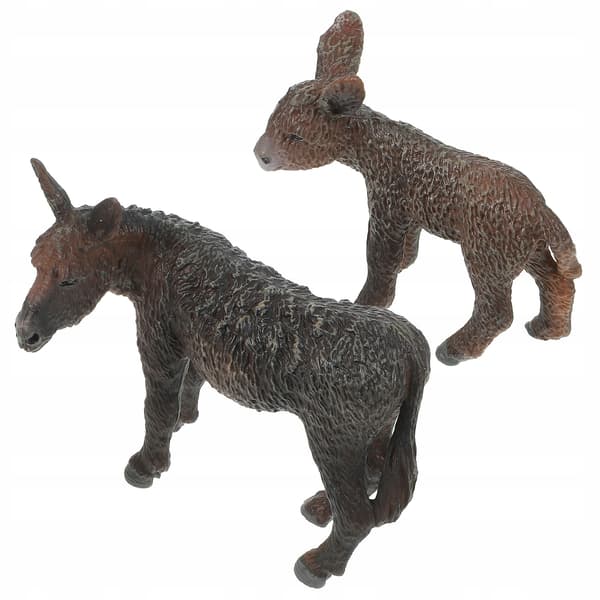 2 DONKEY FIGURINES, PLASTIC, DESK DECORATIONS