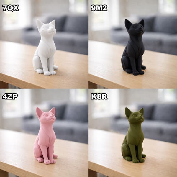 DECORATIVE FIGURINE: SITTING CAT – MODERN DECORATION – MANY COLOURS
