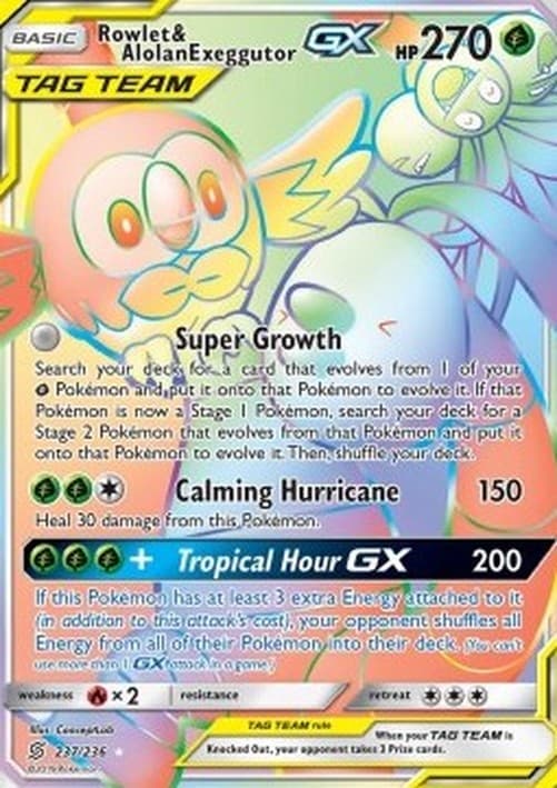 Pokemon Rowlet & Alolan Exeggutor GX