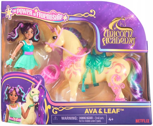 UNICORN ACADEMY SET: TWO FIGURINES – AVA THE LEAF UNICORN + BRUSH