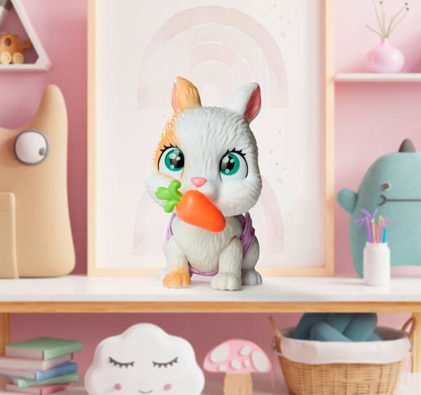 PAMPER PETZ INTERACTIVE BUNNY – DRINKS AND WETS, 20 CM, NAPPY GANG + SPECIAL OFFER