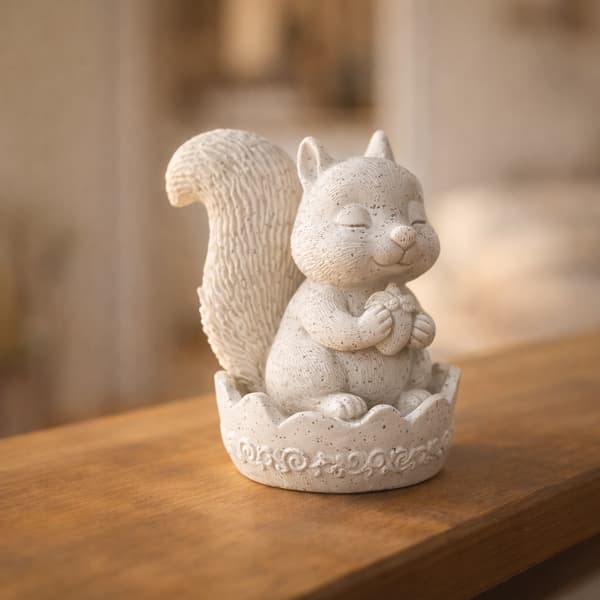 DECORATIVE SQUIRREL FIGURINE WITH A NUT ON A STAND – MANY COLOURS AVAILABLE