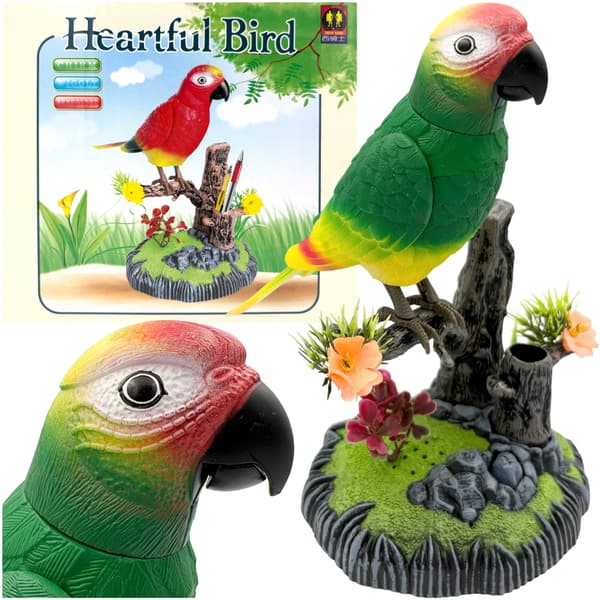 Singing parrot, interactive battery-operated parrot, interactive bird.