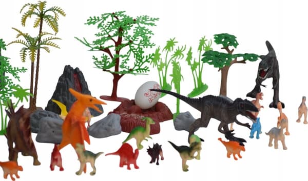 LARGE DINOSAUR FIGURINE SET IN A BOX DINOSAUR SET IN AN EGG-SHAPED CASE