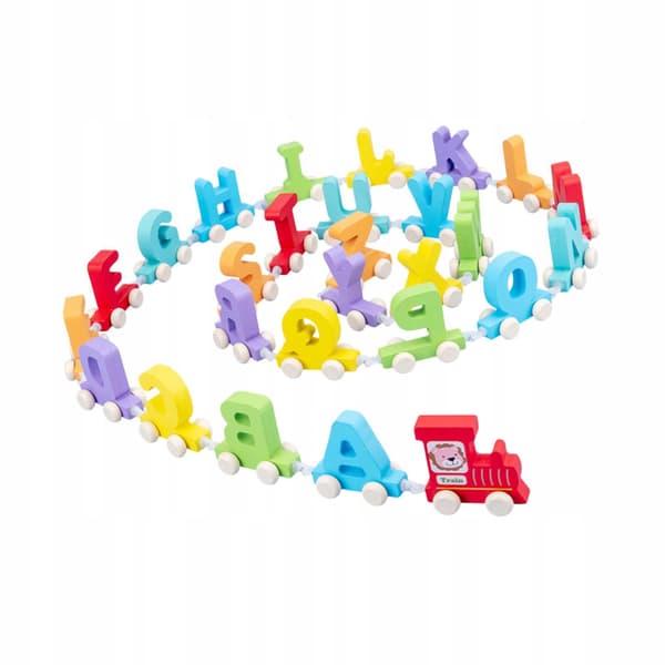 Alfabety wooden train set for developing hand-eye coordination in young children