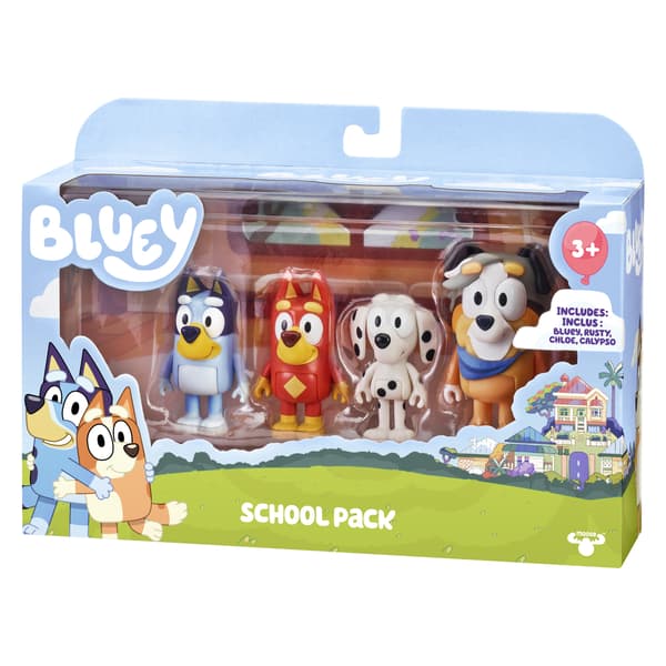 BLUEY Figure Set: SCHOOL PACK – Rusty, Chloe, Calypso and MOOSE