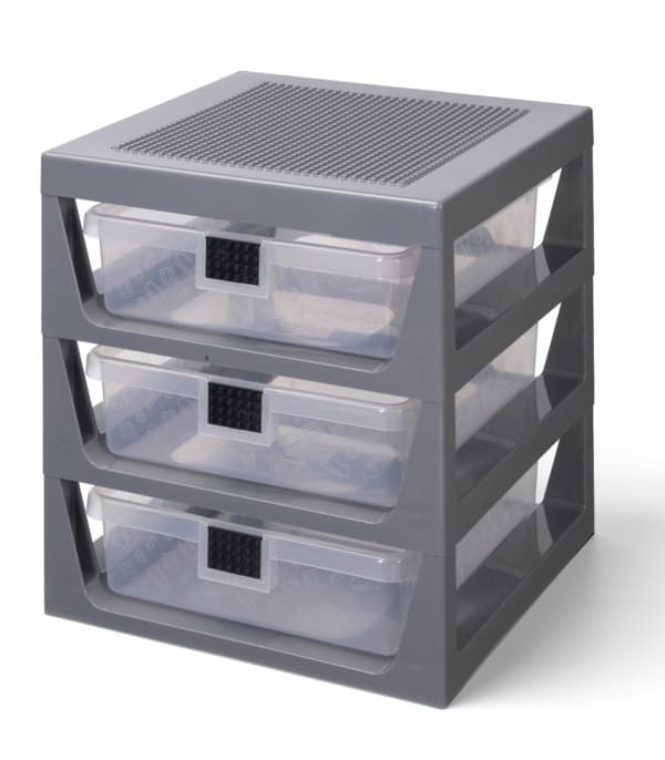 LEGO Storage Unit with 3 Drawers and a Building Plate – Grey