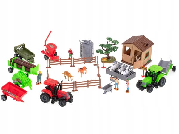 Farm with animals and machinery (49 items). Kik