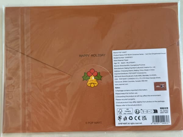 Original Pop Mart Merry Christmas Pop Bean Card Set: Gingerbread Hose Labubu