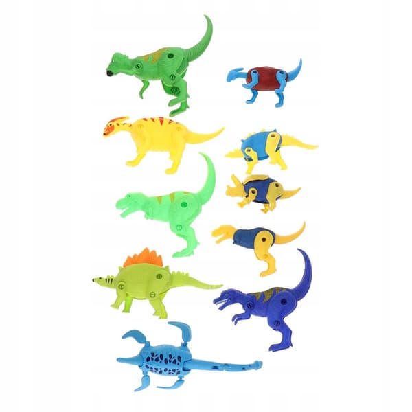 Set of 10 Multi-coloured Assorted Dinosaur Figure Eggs in a Gift Box