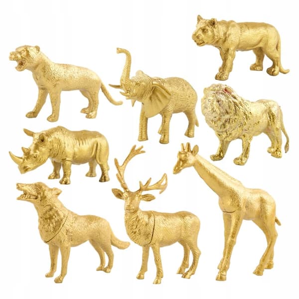 Zoo Animal Figures Simulation Model Figurines: Deer, Lion, Giraffe (8-piece set)