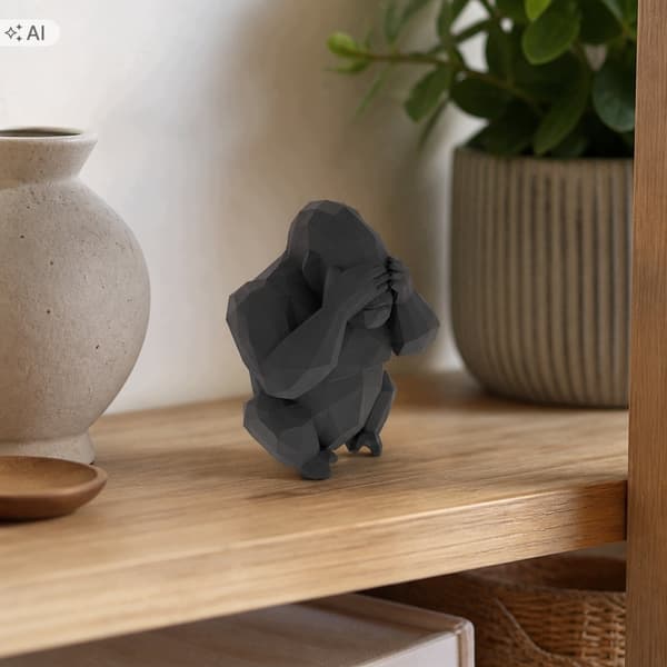 LOW-POLY GORILLA FIGURINE – MODERN SHELF DECORATION – MANY COLOURS