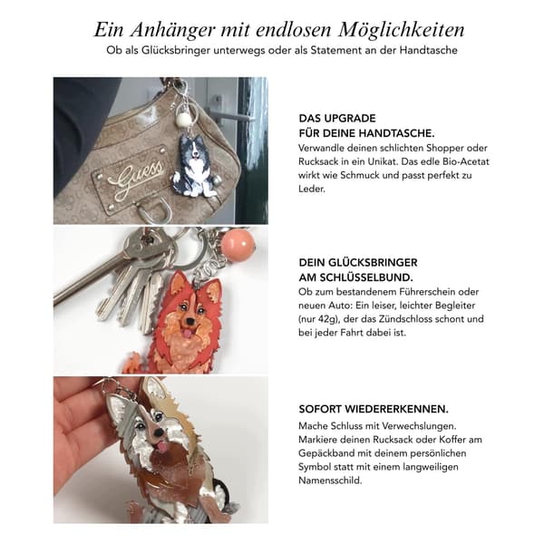 3D box – keyring featuring a dog and a cat