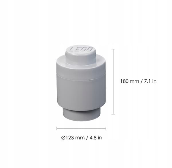 LEGO STORAGE BOX FOR BRICKS, 1, GREY, ROUND, 40301740