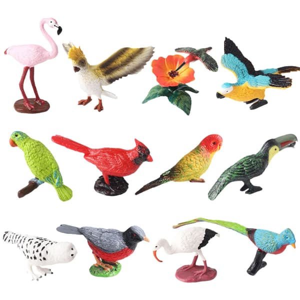Miniature bird figurines Set Realistic animal model Multicoloured plastic