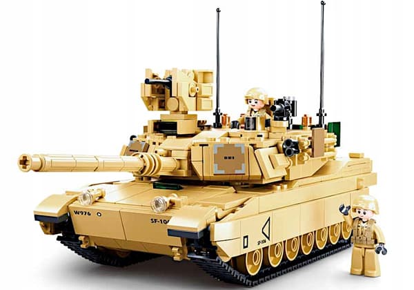 M1A2 ABRAMS TANK BUILDING BLOCKS – US ARMY + 2 MINIFIGURES + LEGO WEAPONS