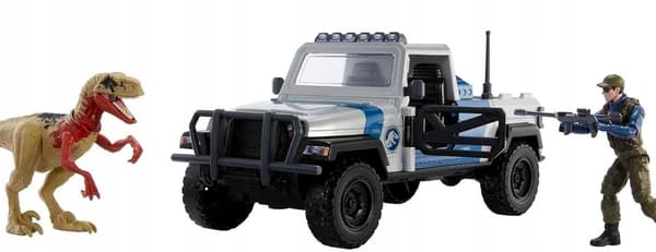 OFF-ROAD VEHICLE SET WITH DINOSAUR AND HUMAN FIGURINES