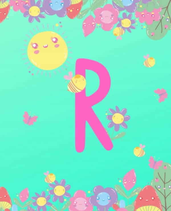 R: Adorable Monogram Initial "R" Composition Notebook for Girls: (7.5 x 9