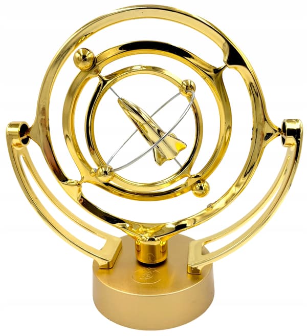 Battery-powered perpetual motion machine with a rocket – golden space rocket – space ornament
