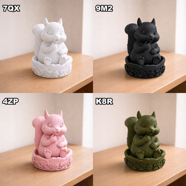 DECORATIVE SQUIRREL FIGURINE WITH A NUT ON A STAND – MANY COLOURS AVAILABLE