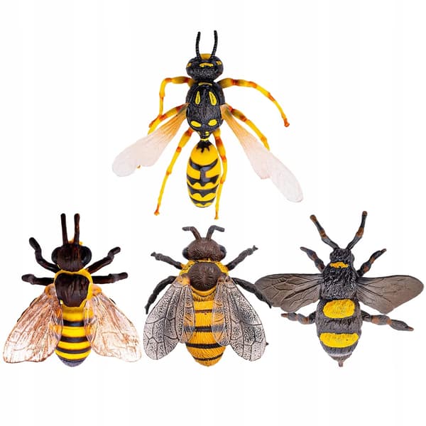 4 PLASTIC BEE FIGURINES – NATURAL BEAUTY AND LEARNING