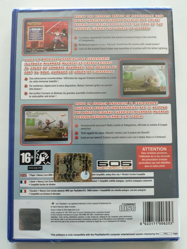 SHOGUN'S BLADE PS2 PAL ENG WRAP-AROUND COVER