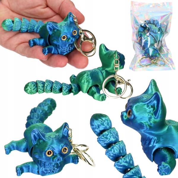 3D Cat Figurine Keyring from a 3D printer – Hit TIK TOKA 9013