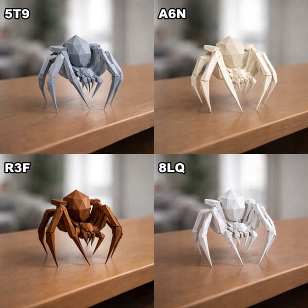 DECORATIVE SPIDER FIGURINE – LOW-POLY GEOMETRIC ORNAMENT – MANY COLOURS