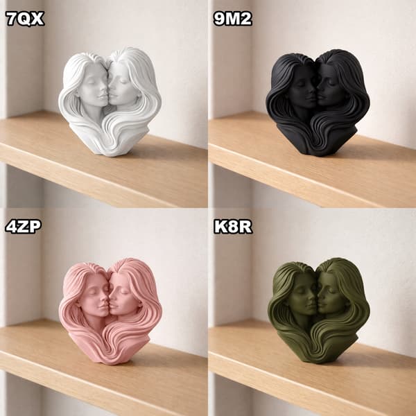 DECORATIVE FIGURINE – BAS-RELIEF DEPICTING TWO WOMEN’S FACES, MULTICOLOURED