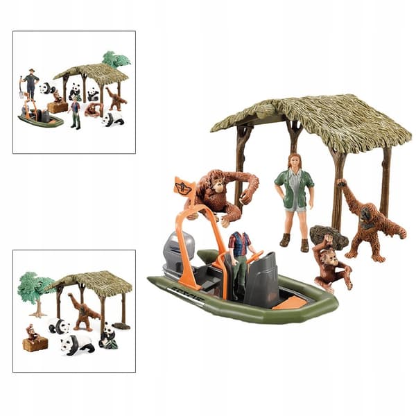 Animal Scene with Action Figure Statues for a Home Ornament Collection, A