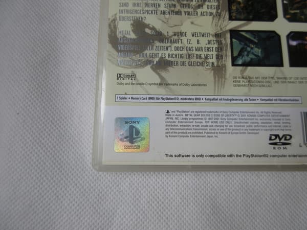 ORIGINAL METAL GEAR SOLID 2 GAME – BONUS 2 SONY PLAYSTATION PS2 DISCS
