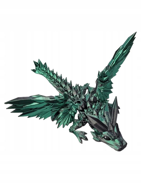 Movable Dragon with Wings and a Dragon Egg – Mistic Green Crystal Dragon Set