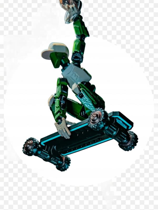 3D figurine – Articulated figure on a hoverboard: Dummy 13
