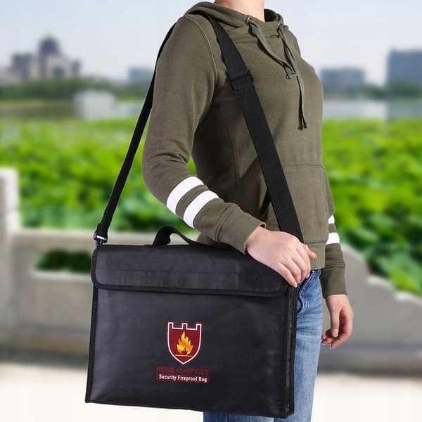 Double-sided fire-resistant document and cash bag for BK LiPo batteries
